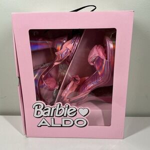 Limited Edition‎ Barbie X ALDO Platform Heels Holographic Pink Heart Ankle Strap